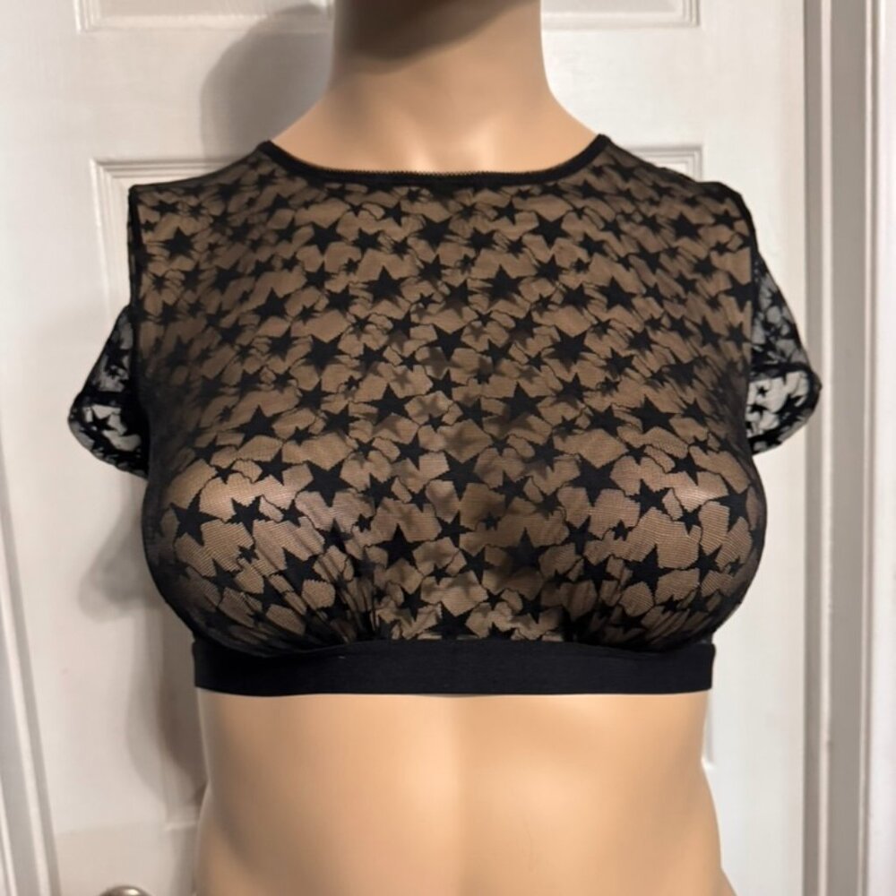 TORRID Star Lace Cropped Short Sleeve Lingerie Top